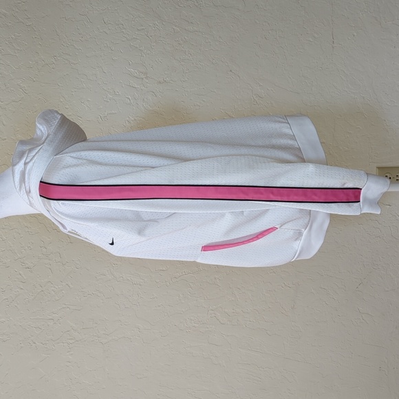Nike Vintage Y2K White Mesh Pink Trimmed Athletic Track Jacket Size Large 12-14 - Picture 2 of 8
